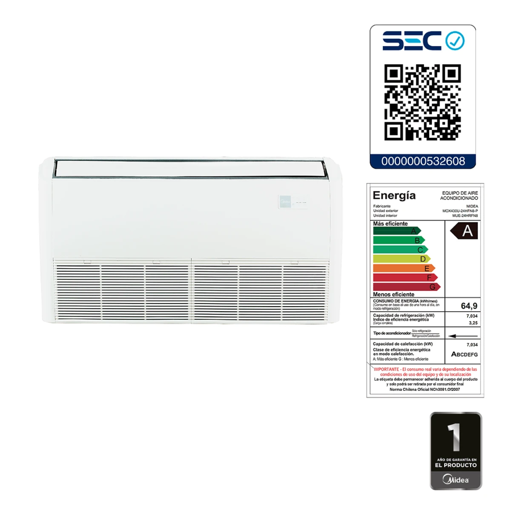 Split Piso Cielo Midea 24000 Inverter