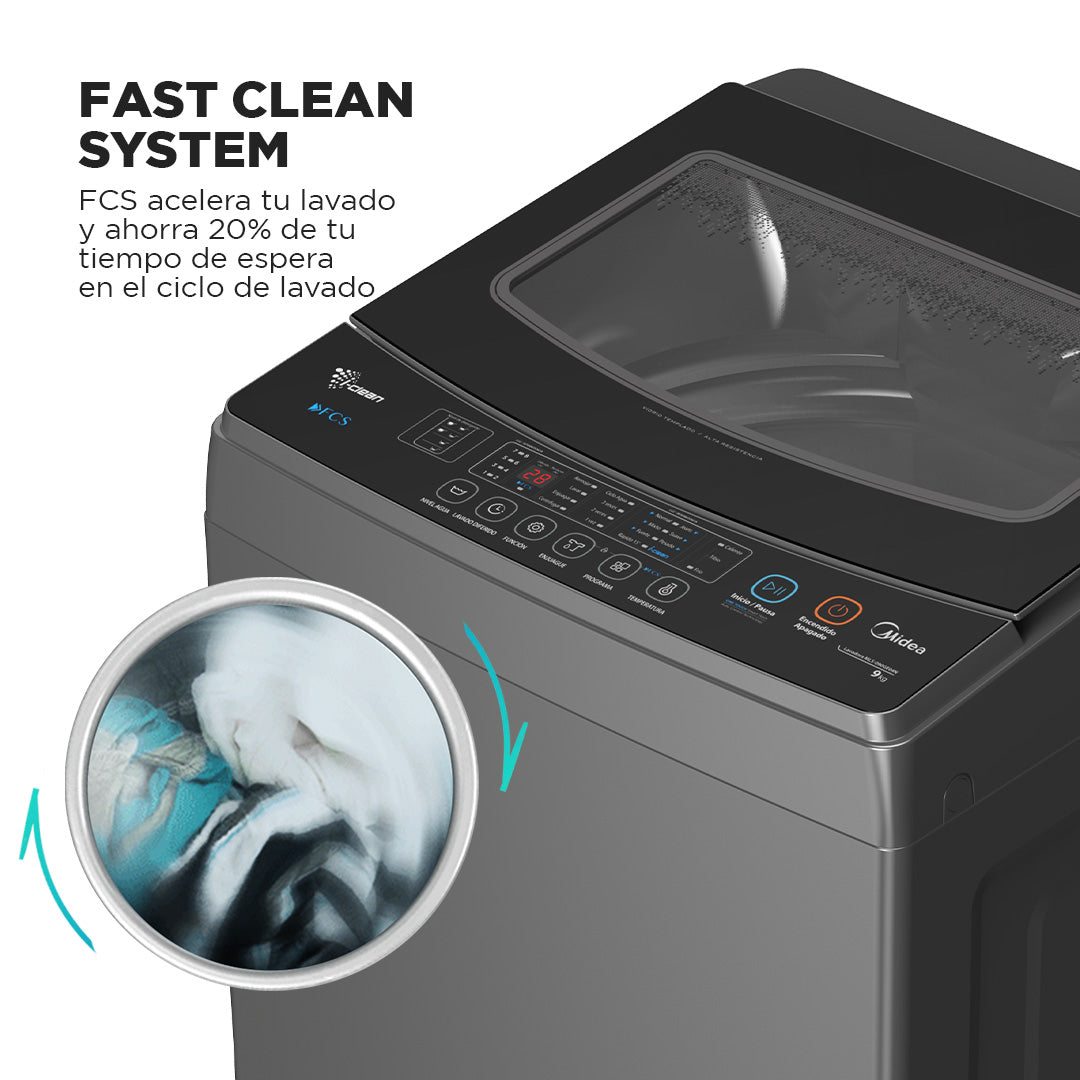 Lavadora Midea Carga Superior 9kg Automática I-CLEAN MLS-090GE04N