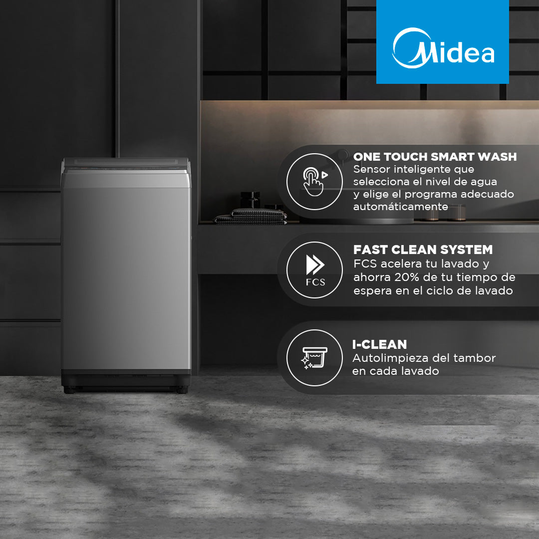 Lavadora Midea Carga Superior 9kg Automática I-CLEAN MLS-090GE04N
